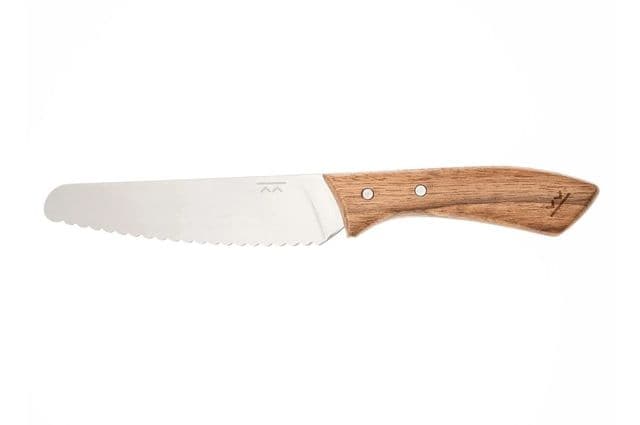 An adult-safe knife with rounded serrated blades