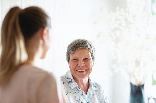 Support worker and client