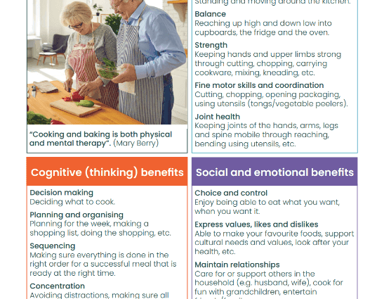 Leaflet explaining the benefits of cooking to healthy ageing