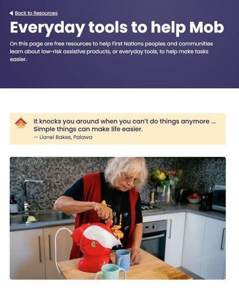 Screenshot of webpage from the LiveUp website called Everyday tools to help Mob