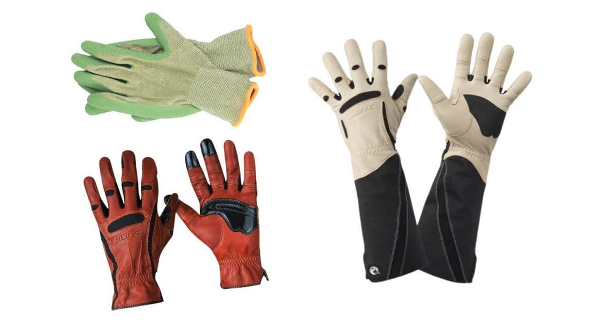 Three pairs of gardening gloves