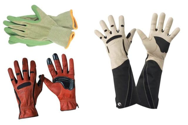 Three pairs of gardening gloves