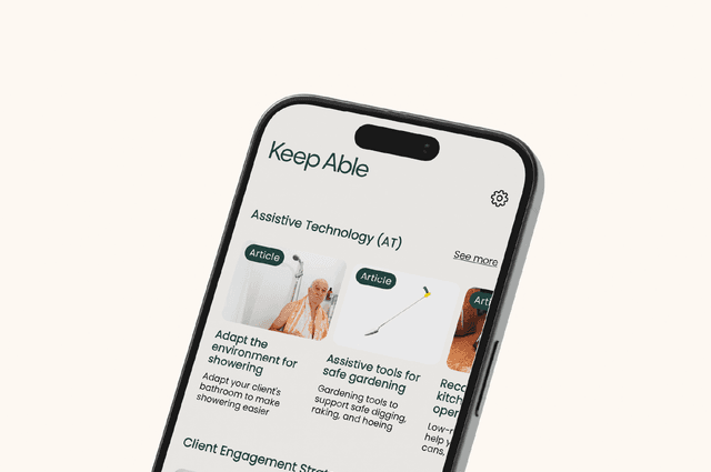 Keep Able on the Go App screen