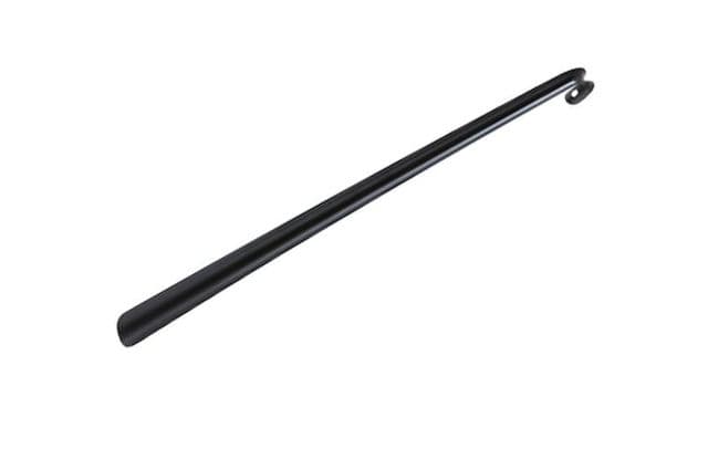 A black long-handled shoehorn