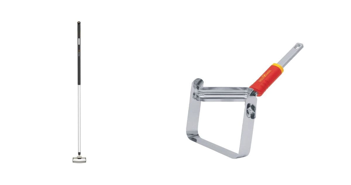 A long-handled push-pull weeder and the blade of one