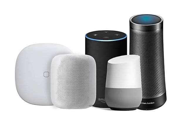 Five different smart devices with voice assist
