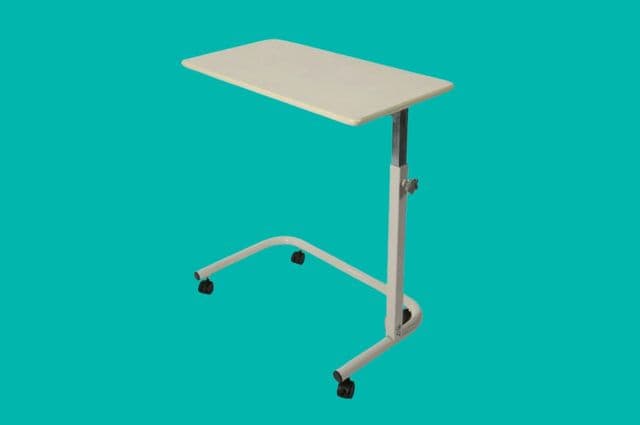 A white table on wheels