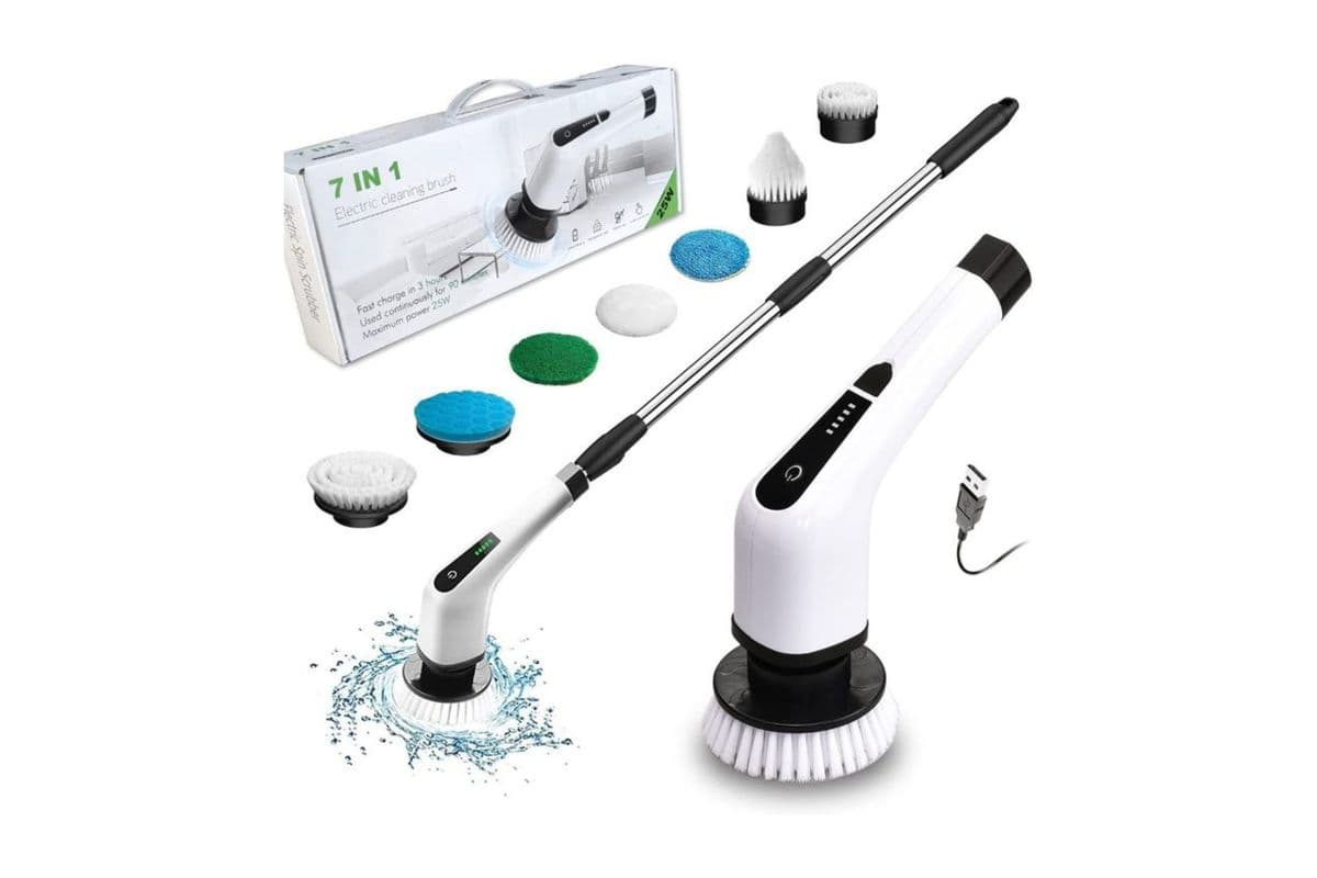 An electric spinning scrubber with attachments