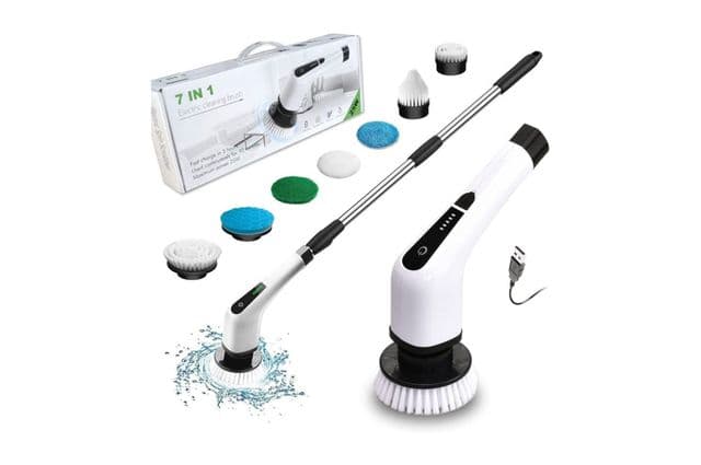 An electric spinning scrubber with attachments