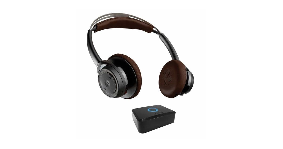 A black pair of wireless headphones