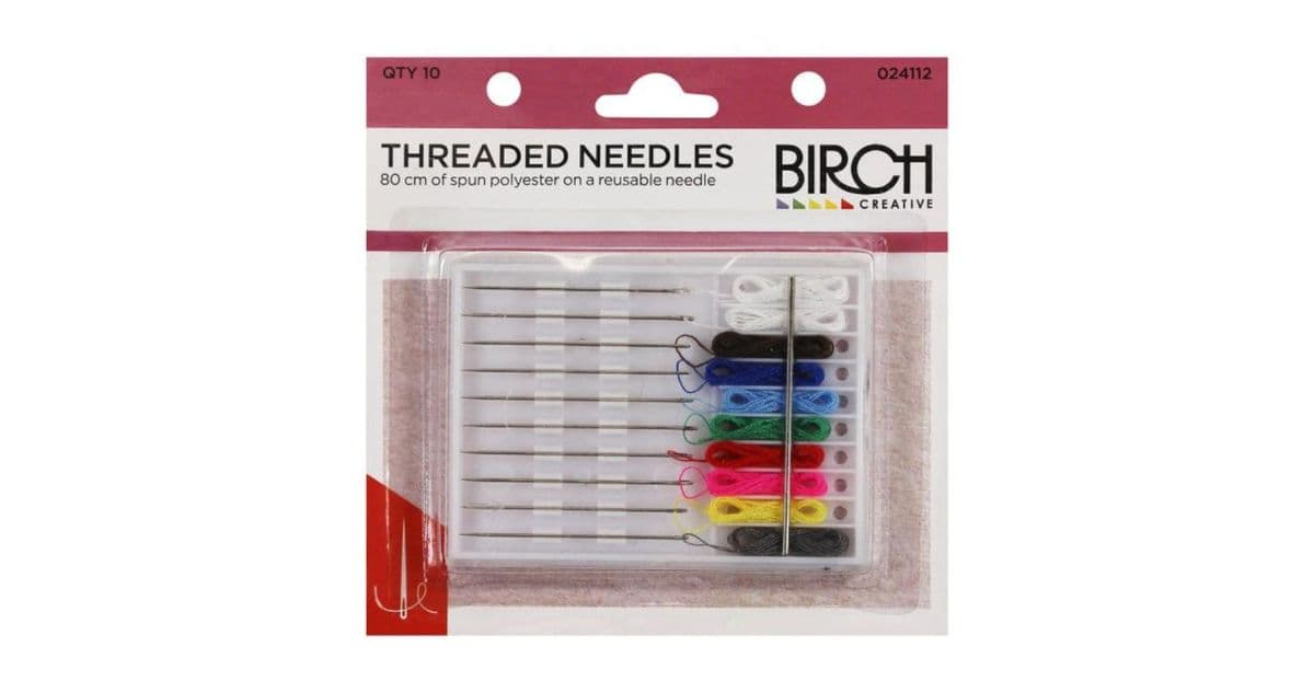 A pack of threaded needles