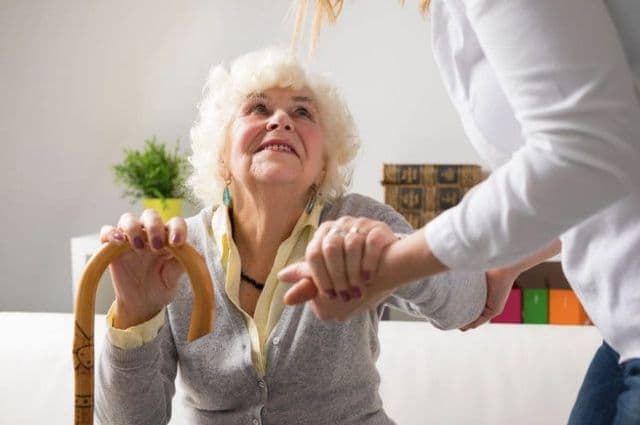 Older lady with a stick