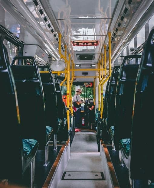 a view inside a public bus