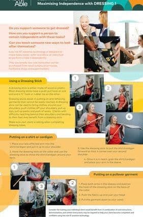 Support worker help sheet for dressing 1