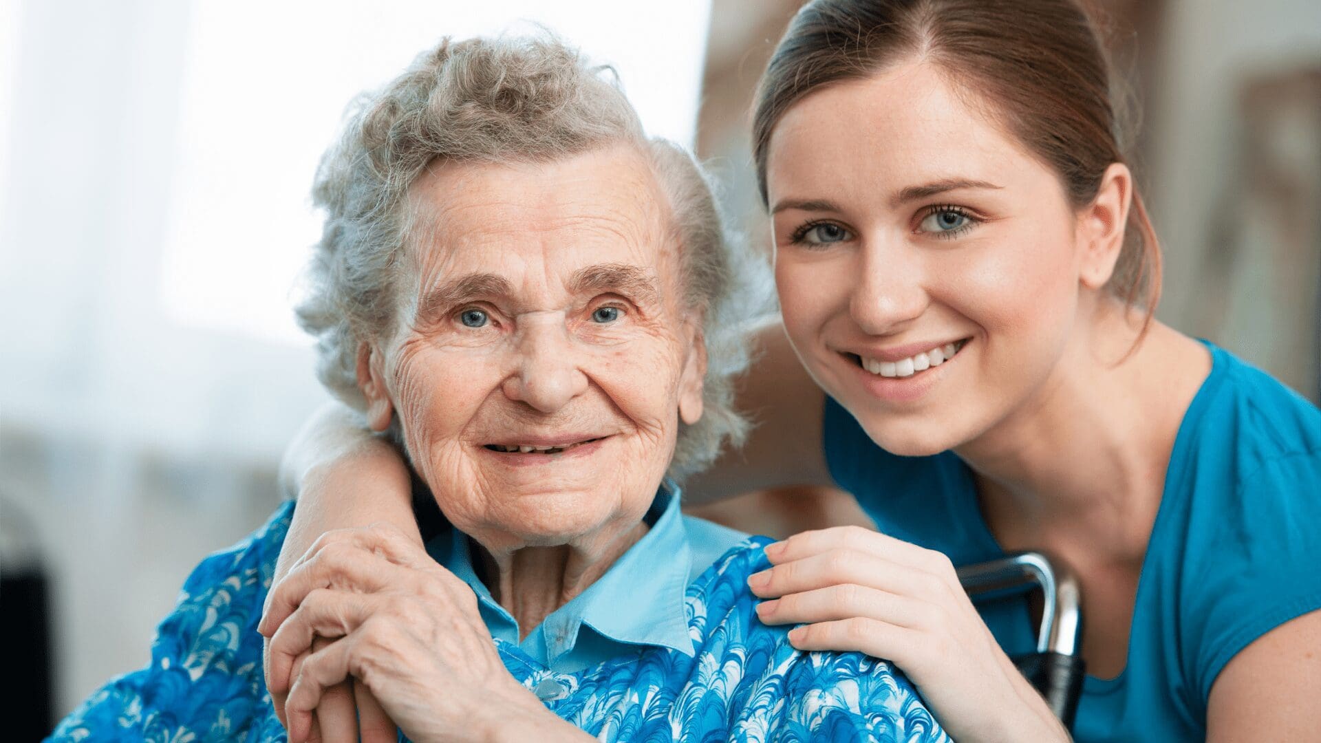 Elderly lady with a support worker