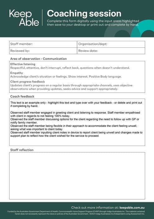 Sample Coaching Session Template Pdf