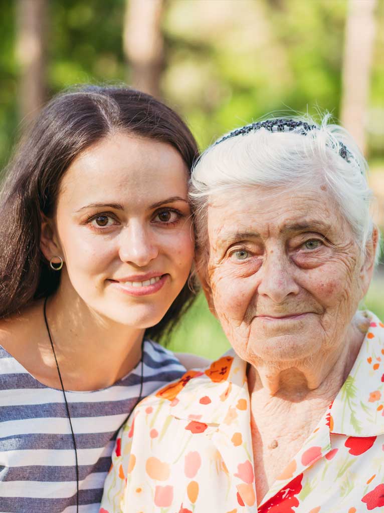 support worker and senior woman