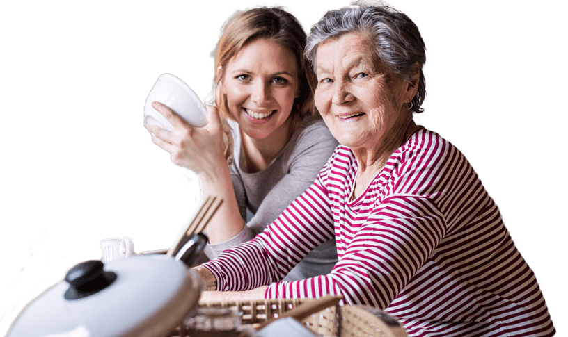 Support provider and client washing up