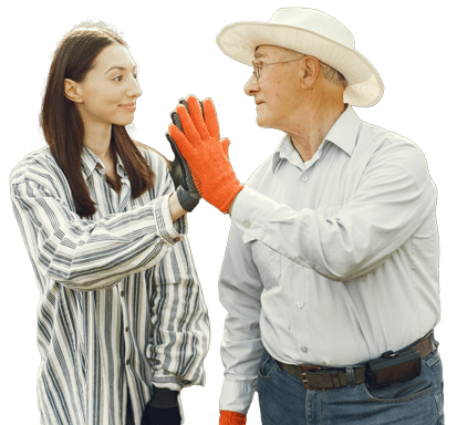 Provider and client in the garden