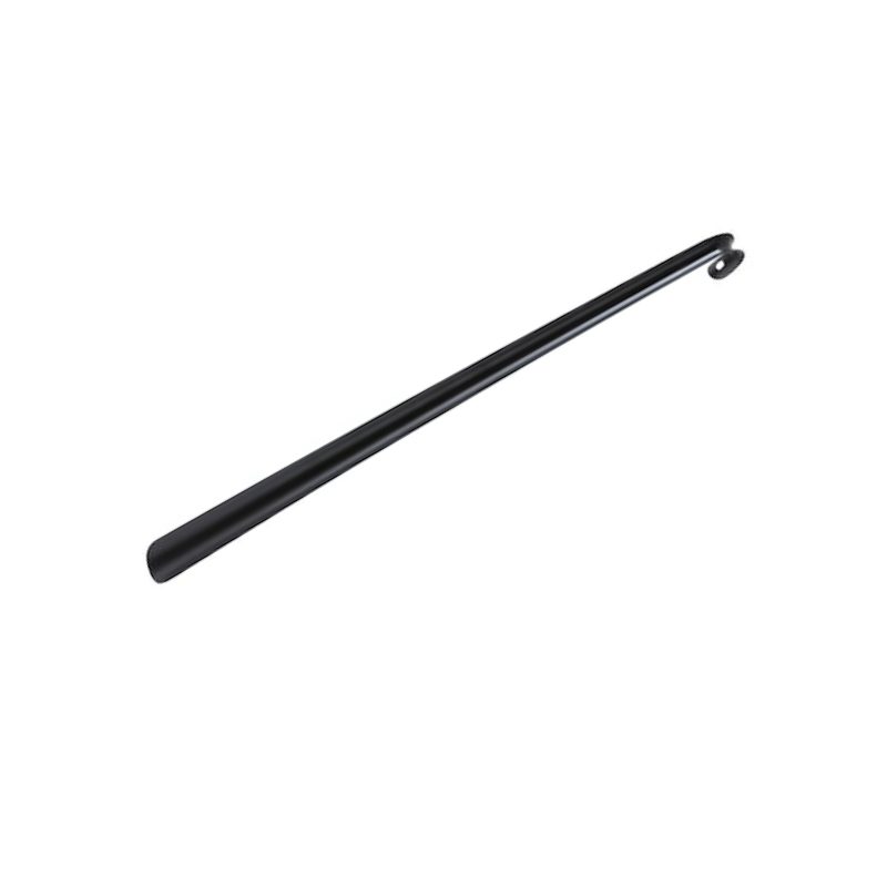 A black long-handled shoehorn